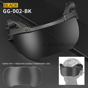 Tactical helmet outer suspension flip goggles - Black